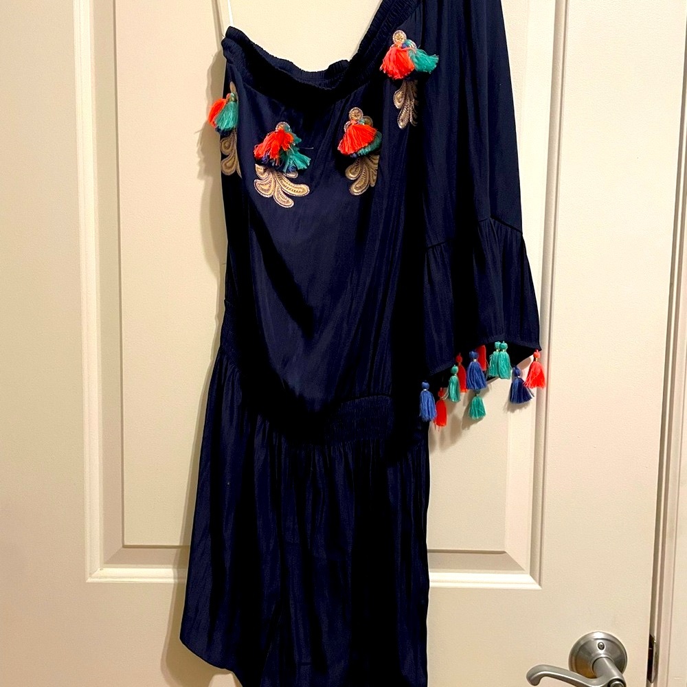Lilly Pulitzer One-Shoulder Romper with Tassels